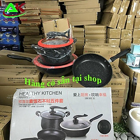 Bộ Nồi Chống Dính Nắp Kính Vân Đá Ceramic Cao Cấp AK0020214451