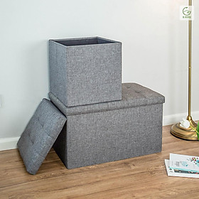 Ghế đựng đồ đa năng hộp đựng quần áo, ghế hộp sofa, thùng đựng đồ kiêm ghế ngồi khung gỗ bọc vải TV04