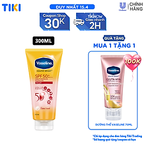 Serum chống nắng cơ thể Vaseline 50x bảo vệ da với SPF 50+ PA++++ giúp da sáng hơn gấp 2X 300ML