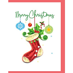 Thiệp Nghệ Thuật Giấy Xoắn - Món Quà Trong Chiếc Tất Đỏ - Gift in the Red Sock - Christmas - Việt Net - 6.5x8.5