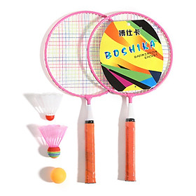Bộ vợt cầu lông cho trẻ em kèm 2 cầu 1 bòng được làm bằng Nylon, hợp kim-Màu Hồng