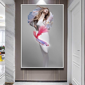 Mua Tranh đơn canvas treo tường Decor Họa tiết cô gái nghệ thuật - DC203