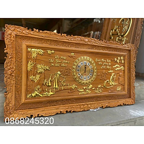 Mua Tranh đồng hồ khắc chữ cha mẹ bằng gỗ gõ đỏ đep long lanh kt 67×127×4cm
