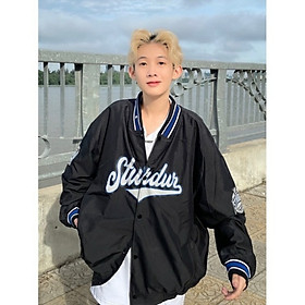Áo khoác bomber jacket dù 2 lớp unisex nam nữ thu đông STURDUR 2 màu đen trắng