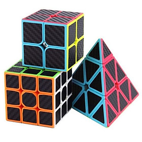 Rubik Carbon 2x2 3x3 Tam Giác Xoay Trơn, Không Kẹt