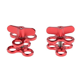 2x Red Triple Ball Diving Clamp 3 Holes Underwater Arm For Flashlight