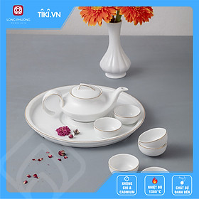 Mua Bộ ấm trà Chỉ Vàng có khay - Bộ ấm trà cao cấp Long Phương