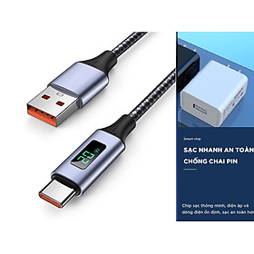 Bộ Cục sạc và Dây Cáp Sạc Có Màn hình hiển thị điện áp dùng cho IOS/Android Chuẩn MFi PowerLine Viniel IP14SC - Hàng Chính Hãng