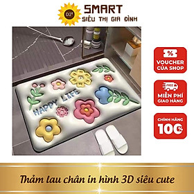 Thảm lau chân in hình 3D siêu cute mẫu hot 2023, thảm chùi chân thấm nước 3s GANA, kích thước 40*60CM