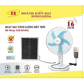 Quạt Tích Điện Sạc Năng Lượng Mặt Trời Honjianda HJD-8216NL - Hàng Chính Hãng