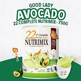 Bột ngũ cốc dinh dưỡng cao cấp 22+ Complete Nutrimix - Organic Avocado (vị Bơ) 750g/hộp thiếc