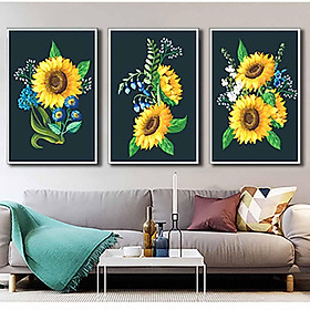 Bộ 3 tranh canvas treo tường Decor Hoa hướng dương – DC124