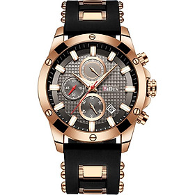 BIDEN Men Stainless Steel Band Watches Casual Quartz Watch Multifunctional Sport Calendar Wrist Watch