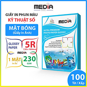 Mua Giấy In Ảnh Media 1 Mặt Bóng (Glossy) 5R (13 x 18cm) 230gsm 100 Tờ - Hàng Chính Hãng