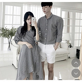  Set Váy nữ sơ mi nam đôi Hàn Quốc Couple AV28