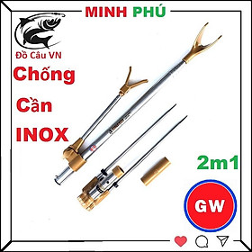 Chống cần câu tay GW 2m1 , câu đơn , cầu đài cao cấp , 100% inox