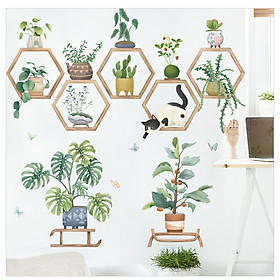 Mua Sticker Giấy Dán Tường Decal Dán tường Tranh Dán Tường Trang Trí Tường Mẫu Kệ Cây Cảnh  Lục Giác  ZH-1001