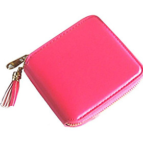 Women PU Leather Pure Color Wallet Lovely Mini Purse Coins Bag with Tassel Pendant