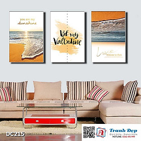 Bộ 3 tranh canvas treo tường Decor Tranh quotes biển lãng mạn - DC215