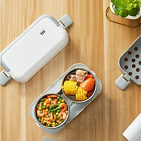 Hộp hâm nóng nồi cơm 1 tầng cắm điện, ủ cơm, thức ăn tiện cho dân văn phòng, nồi ủ nóng thức ăn an toàn khay inox