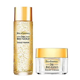 Bộ Dưỡng Da Bio-Essence 24K Bio-Gold: Kem dưỡng ban đêm ngăn ngừa dấu hiệu lão hóa 40gr + Tinh Chất Vàng 150ml