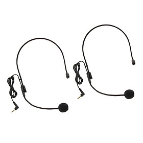 2 X 3.5mm Headset Headworn Microphone Condenser Mic for Tour Guiding Black