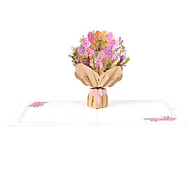 Popup Greeting Card Happy Mother Day Card with Note Tag Gift Card 3D Greeting Card Flower Bouquet   for Holiday, New Year