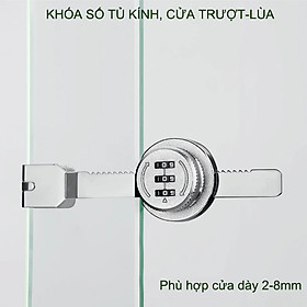 Khóa số tủ kính trượt-lùa, bằng hợp kim, có thể thay đổi mã số