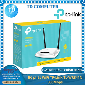 Bộ phát WiFi TP-Link TL-WR 841N (Chuẩn N/ 300Mbps/ 2 Ăng-ten ngoài/ 15 User) - Hàng chính hãng FPT phân phối