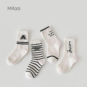 Vớ Trắng Cao Cổ Hoạ Tiết Cho Bé Trai Bé Gái MiLaa Kids