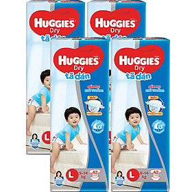 Combo 4 Gói Tã Dán Huggies Dry Gói Đại L42 (42 Miếng) - Bao Bì Mới