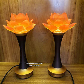 Mua Bộ 2 đèn hoa sen lưu ly thờ cúng Phật và Gia Tiên Cao 12-14-18-23cm có chế độ đổi màu tự động