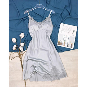 Đầm ngủ nữ mặc nhà 2 dây lụa cao cấp mềm mại hàng thiết kế MS03