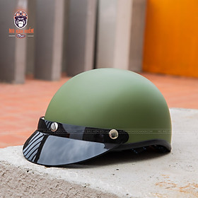 Mũ Bảo Hiểm Nửa Đầu Cao Cấp SUNDA HALYA HRA - Xanh Lính Nhám - Kèm Kính