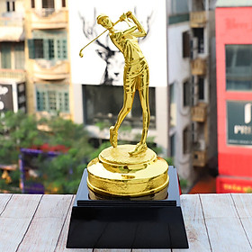 Mua Tượng nữ đánh Golf mạ vàng 24K size lớn - Cup phần thưởng giải Golf cao cấp