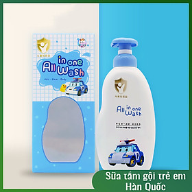 Sữa tắm gội trẻ em dịu nhẹ, dành cho da nhạy cảm nhất Poli Kids Wash Hàn Quốc 350ml