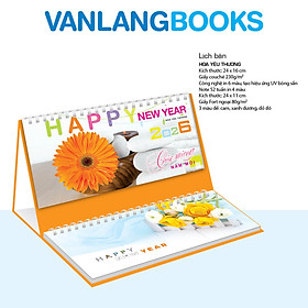 Lịch Bàn 2026 Vanlangbooks - Hoa Yêu Thương (VLLB10B) Kèm Note 52 Tuần Tiện Lợi - Màu Cam