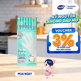 Găng Tay Chống Khuẩn TPE MyJae Một Lần Dùng Nấu Ăn, Rửa Chén Bát Size M (40 Cái/Hộp)