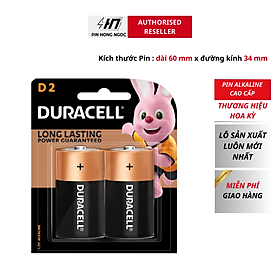 Vỉ 2 Viên Pin Đại ( Pin D ) 1,5V DURACELL Siêu Bền - Hàng chính hãng