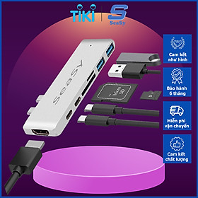 Hub Chuyển Đổi USB Typec Thunderbolt 3 to HDMI 7 Trong 1 SeaSy, Cổng HDMI 4K, Cổng Thunderbolt 3 Tốc Độ 40Gbps, Cổng TypeC Tốc Độ 5Gbps, 2 Cổng USB 3.0, Khe Đọc Thẻ Nhớ SD / TF, Dùng Cho Macbook Pro/Macbook Air – Hàng chính hãng