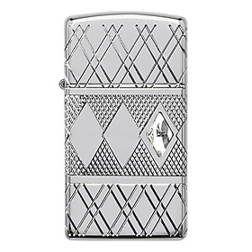 Bật Lửa Zippo 49052 – Zippo Slim Armor Diamond Pattern Design High Polish Chrome