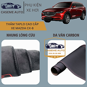 Thảm Taplo 3 Lớp Dành Cho Xe MAZDA CX-8, Nhung Lông Cừu Và Da Vân Carbon Cao Cấp - Hàng Chính Hãng