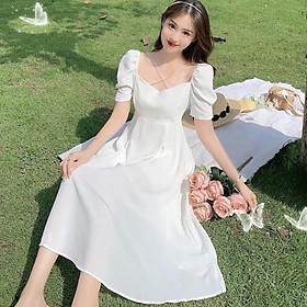 Đầm Suông Dài Trắng Homi Tay Ngắn Freesize