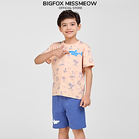 Set bộ hè cho bé trai Bigfox Miss Meow cộc tay chất cotton size đại 3,7,9,11 tuổi 30kg 40kg