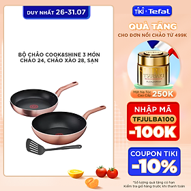 Mua Bộ 2 chảo chống dính đáy từ Tefal Cook & Shine dùng cho mọi loại bếp  tặng kèm sạn (24cm  28cm) - Hàng chính hãng