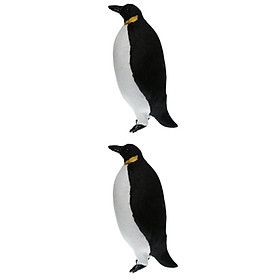 2Pcs Artificial Simulation Ornaments Feathered  Penguin Decor L +S