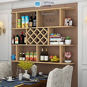Mua Kệ Để Vang Treo Tường 3 Tầng Bo Góc Hiện Đại Thương Hiệu SIB Decor (Kèm Giá Treo Ly) KR08