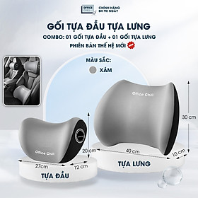Gối Tựa Đầu Tựa Lưng Cao Cấp Chính Hãng OFFICE CHILL Combo Gối Tựa Lưng Tựa Cổ Ô Tô Ghế Văn Phòng Chất Liệu Cao Su Bảo Hành 90 Ngày