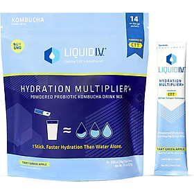 Bột điện giải hỗ trợ tiêu hóa Unilever Liquid IV Multiplier+ Probiotic Kombucha : Made in USA