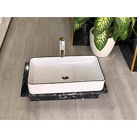 Mua lavabo đặt bàn viền đen vuông